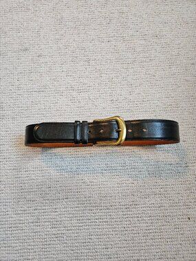 Coach Black Belt Size 28" Leather Made in USA 1 3/8" Wide Brass Buckle